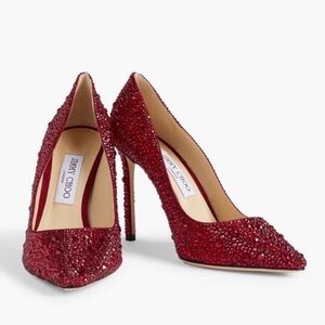 Jimmy Choo Red Crystal Embellished Pumps